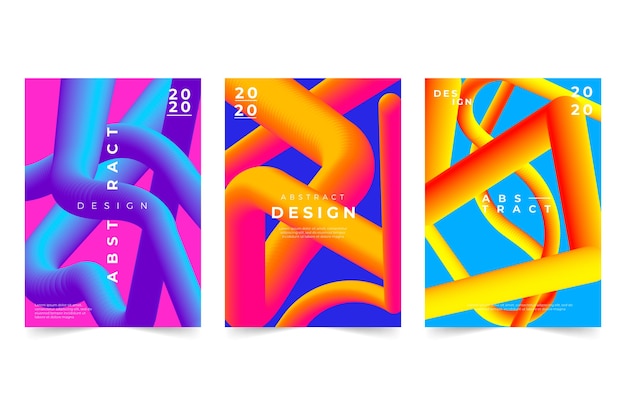 Portada abstracta con paquete de formas de degradado