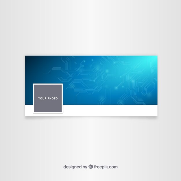 Portada azul tecnológica de facebook para empresa 