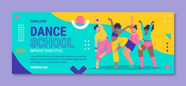 Portada dinámica de facebook de la escuela de baile dibujada a mano