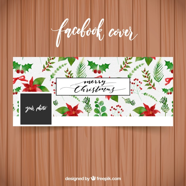 Portada de facebook en acuarela para navidad