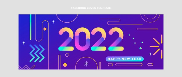 Vector gratuito portada de facebook de año nuevo degradado