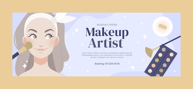 Portada de facebook de artista de maquillaje minimalista de diseño plano