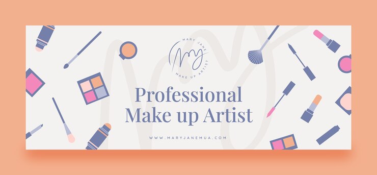 Vector gratuito portada de facebook de artista de maquillaje minimalista de diseño plano