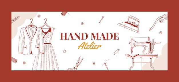 Portada de facebook de atelier de moda dibujada a mano