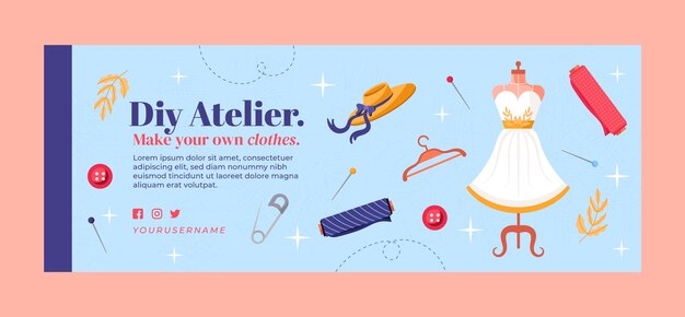 Portada de facebook de atelier de moda dibujada a mano