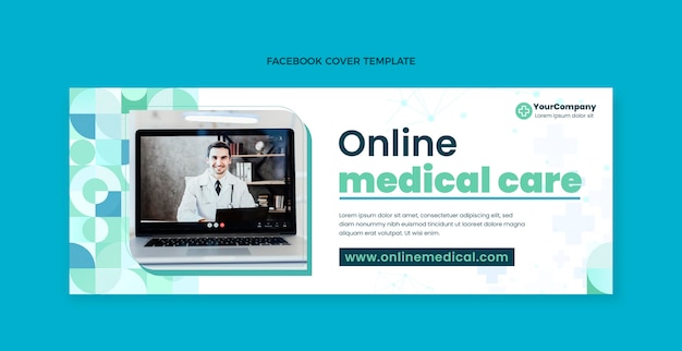 Vector gratuito portada de facebook de atención médica de diseño plano