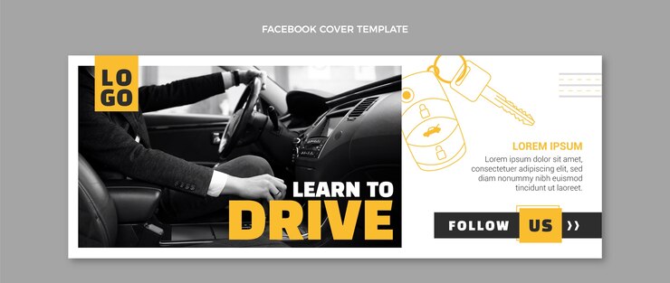 Vector gratuito portada de facebook de autoescuela de diseño plano