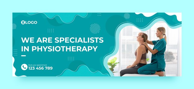 Portada de facebook de ayuda de fisioterapeuta dibujada a mano