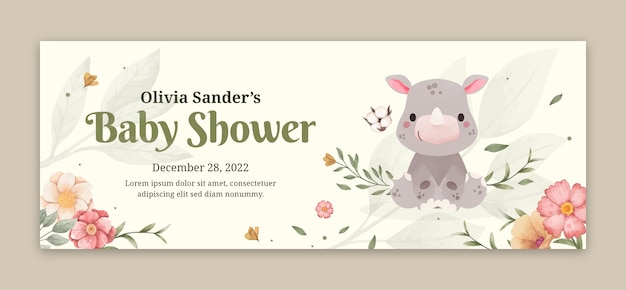 Vector gratuito portada de facebook de baby shower en acuarela