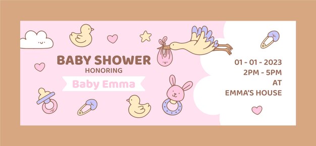 Portada de facebook de baby shower dibujada a mano