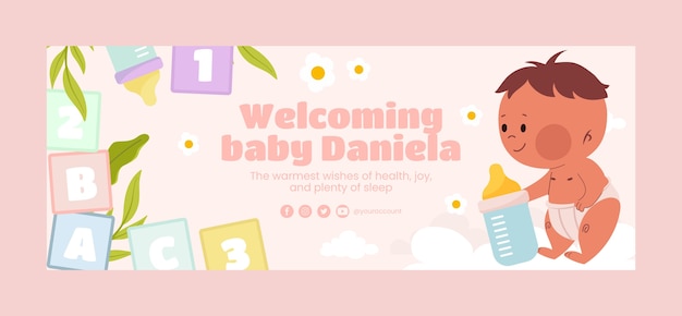 Portada de facebook de baby shower dibujada a mano