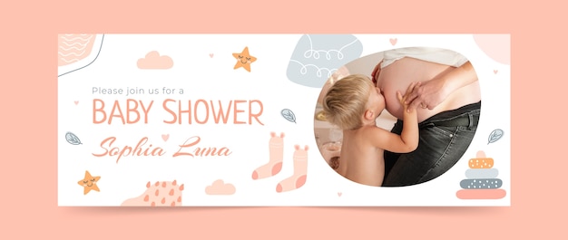 Portada de facebook de baby shower dibujada a mano