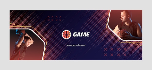 Portada de facebook de baloncesto de semitono degradado