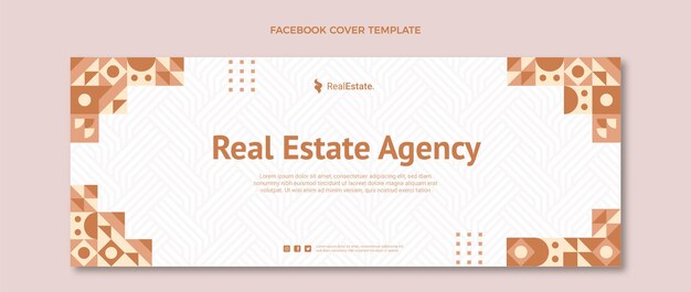 Portada de facebook de bienes raíces geométricas abstractas de diseño plano