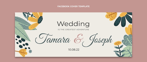 Vector gratuito portada de facebook de boda dibujada a mano