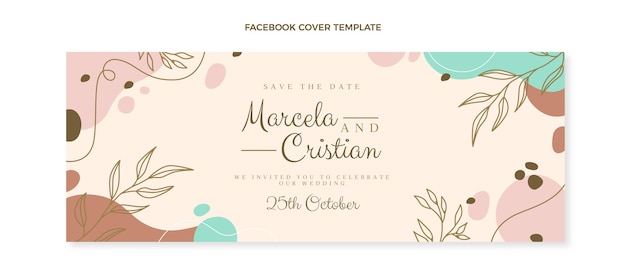 Vector gratuito portada de facebook de boda dibujada a mano