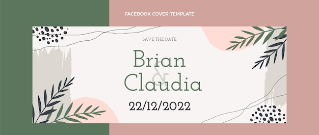 Vector gratuito portada de facebook de boda dibujada a mano