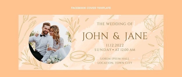 Portada de facebook de boda dibujada a mano