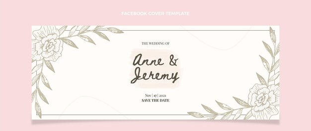 Portada de facebook de boda dibujada a mano