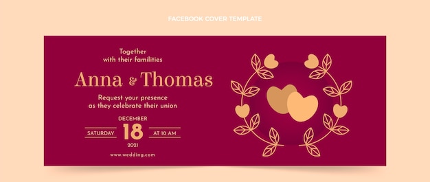 Vector gratuito portada de facebook de boda dibujada a mano