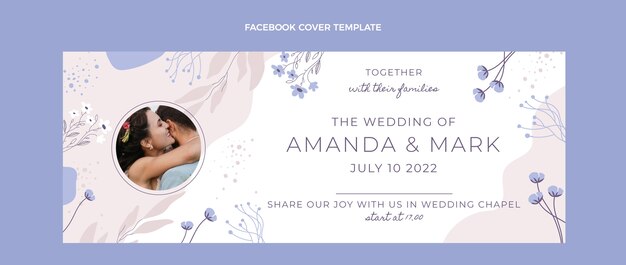 Portada de facebook de boda floral dibujada a mano