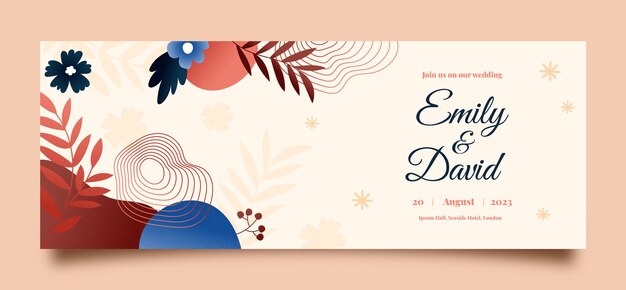 Portada de facebook de boda con textura dibujada a mano