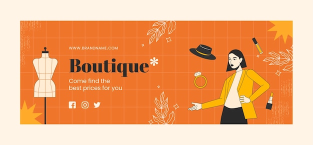 Vector gratuito portada de facebook boutique dibujada a mano