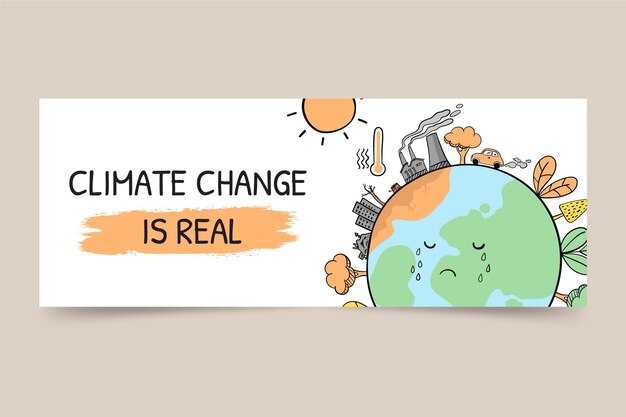 Portada de facebook de cambio climático dibujada a mano