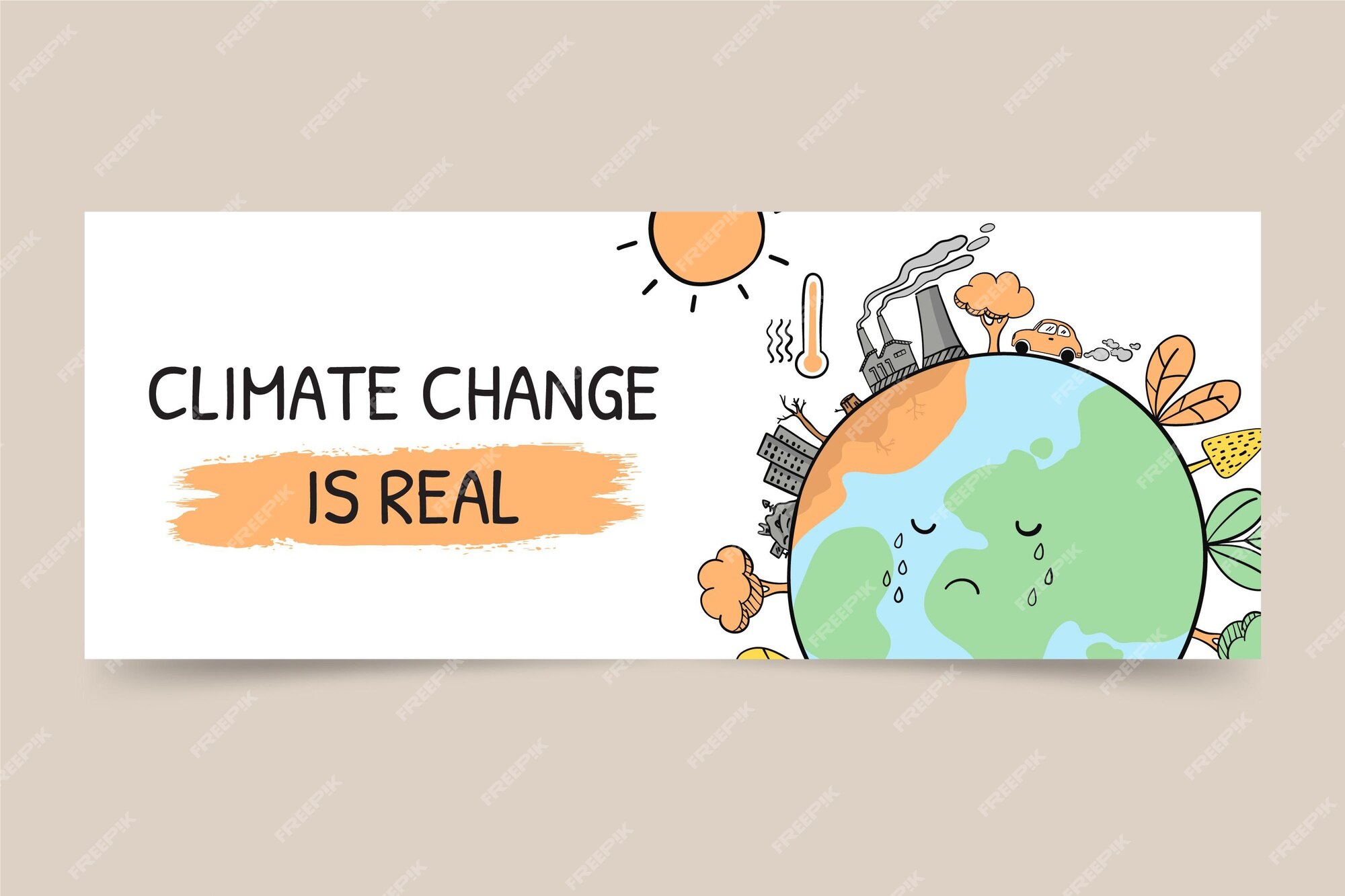 Portada de facebook de cambio climático dibujada a mano | Vector Gratis