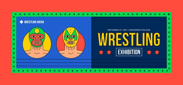 Portada de facebook del campeonato de lucha libre dibujada a mano