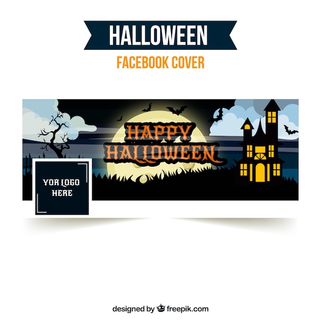 Portada de facebook con castillo de halloween 
