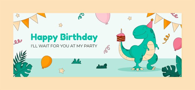 Portada de facebook de celebración de cumpleaños dibujada a mano