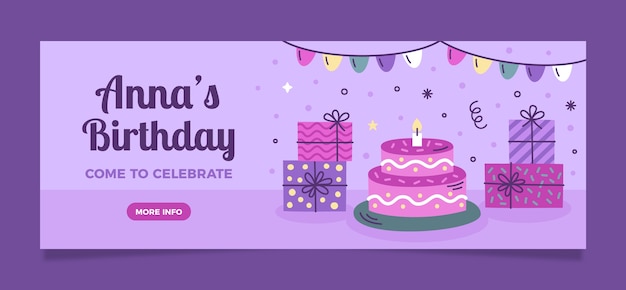 Vector gratuito portada de facebook de celebración de cumpleaños dibujada a mano