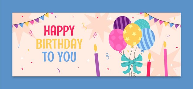 Portada de facebook de celebración de cumpleaños dibujada a mano