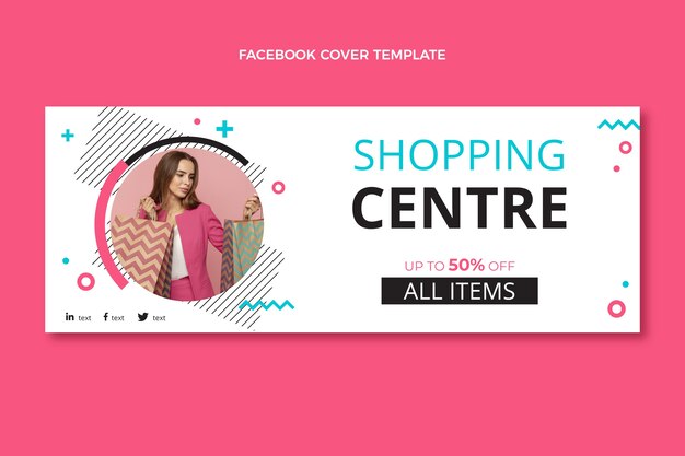 Portada de facebook de centro comercial de diseño plano