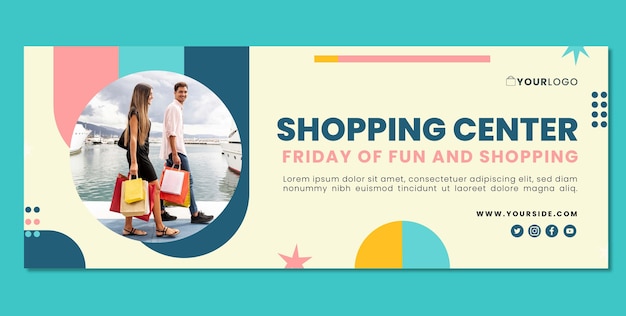 Portada de facebook de centro comercial de diseño plano