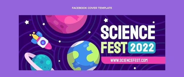 Vector gratuito portada de facebook de ciencia de diseño plano