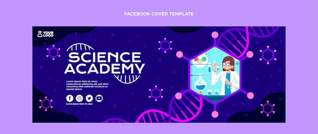 Vector gratuito portada de facebook de ciencia de diseño plano