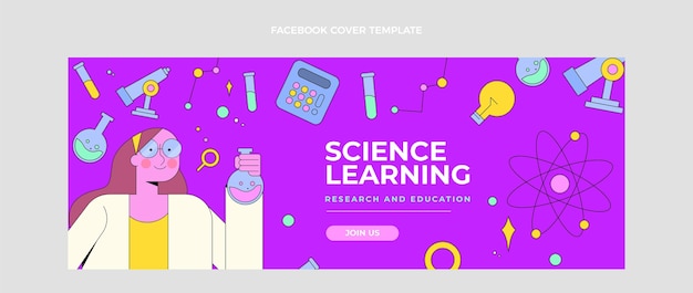 Vector gratuito portada de facebook de ciencia plana