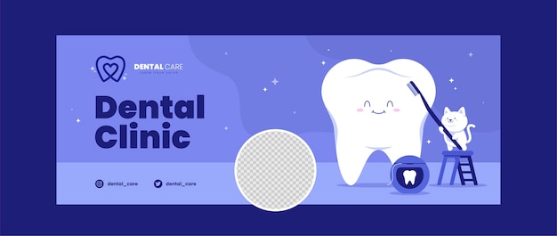 Vector gratuito portada de facebook clínica dental dibujada a mano