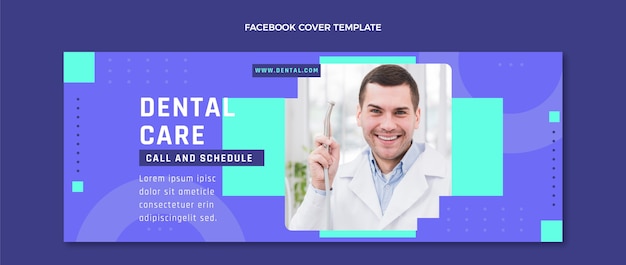 Portada de facebook de clínica dental de diseño plano