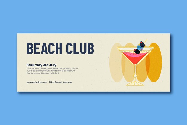 Portada de facebook de club de playa de diseño plano