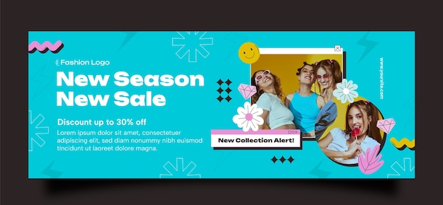 Portada de facebook de colección de moda de diseño plano