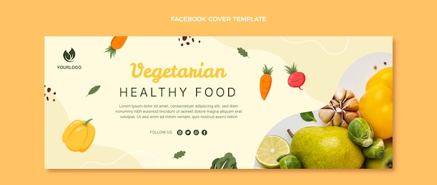 Vector gratuito portada de facebook de comida dibujada a mano