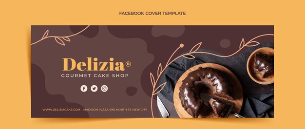 Portada de facebook de comida de diseño plano
