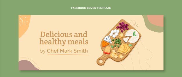 Portada de facebook de comida de diseño plano