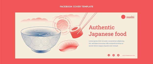 Vector gratuito portada de facebook de comida de diseño plano