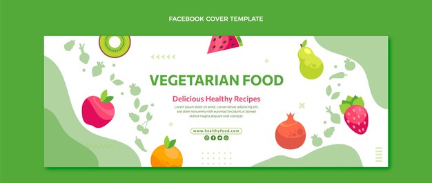 Portada de facebook de comida de diseño plano