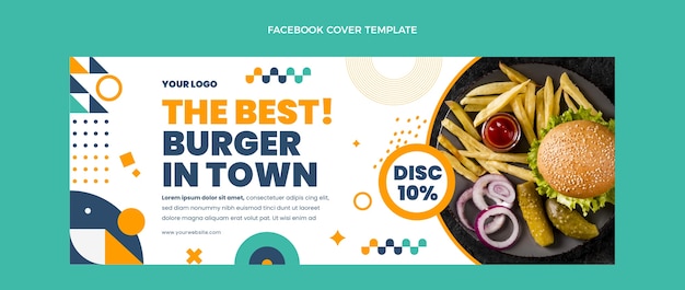 Vector gratuito portada de facebook de comida de diseño plano