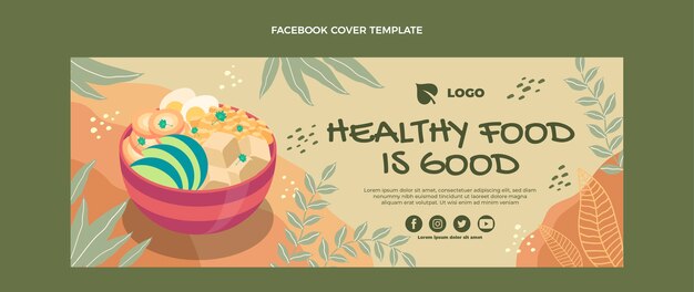 Portada de facebook de comida de diseño plano
